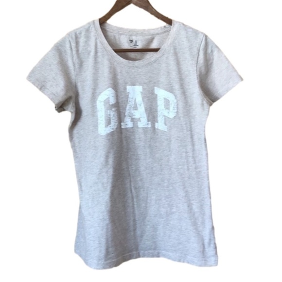 Gap oatmeal heather scoop neck graphic tee size medium - Picture 1 of 6